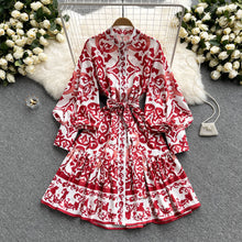Load image into Gallery viewer, Spring Red &amp; Blue Folley Dress