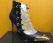 Load image into Gallery viewer, Golden Pointed Toe Heels
