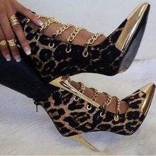 Load image into Gallery viewer, Golden Pointed Toe Heels