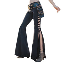 Load image into Gallery viewer, Bell Bottom Stretch Side Slit Pants