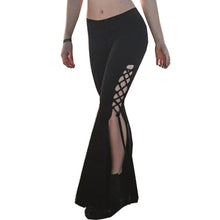 Load image into Gallery viewer, Bell Bottom Stretch Side Slit Pants
