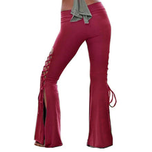 Load image into Gallery viewer, Bell Bottom Stretch Side Slit Pants