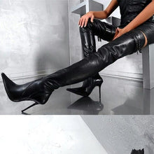 Load image into Gallery viewer, Unforgivable Leather Stiletto Thigh High Boots